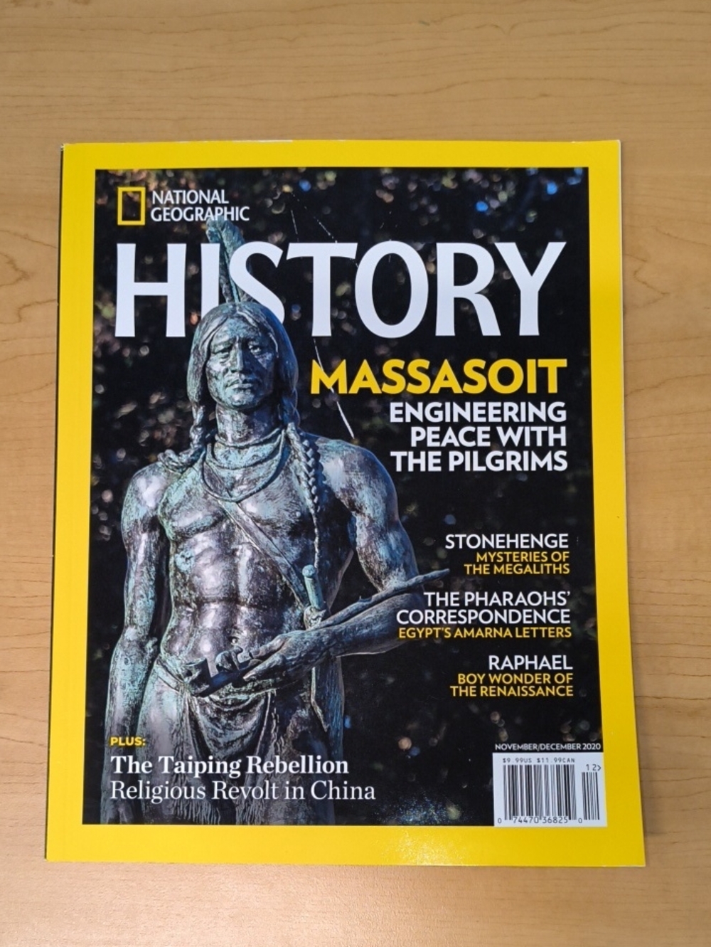 2020 National Geographic History Magazine Massasoit & Pilgrims/ Stonehenge